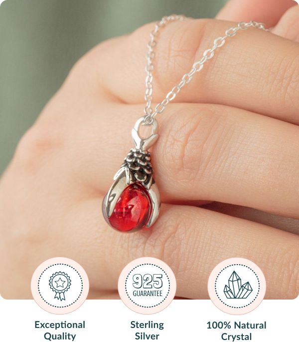 Red Aura Quartz Crystal Gemstone - Blood Drop Necklace – IlluminationDesigns
