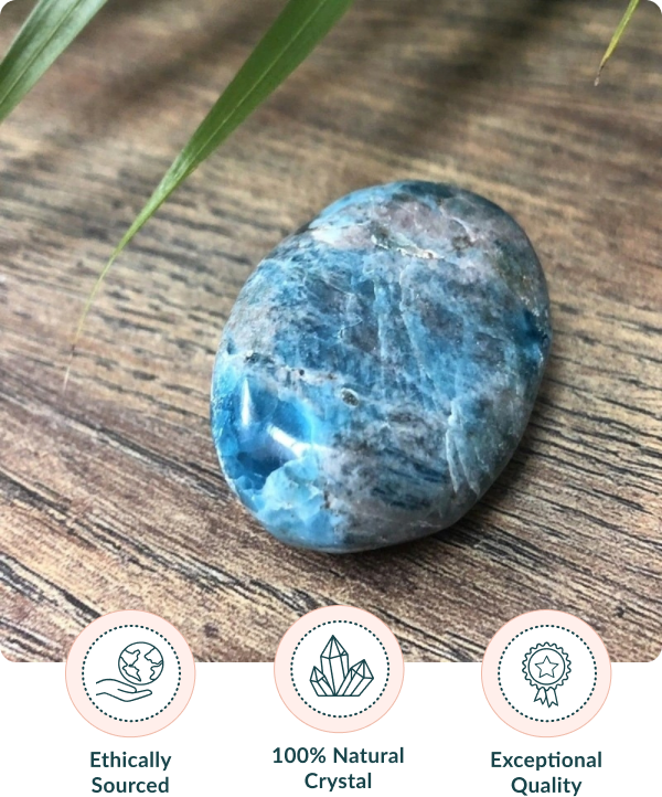 Blue Apatite Crystal Palm Stone