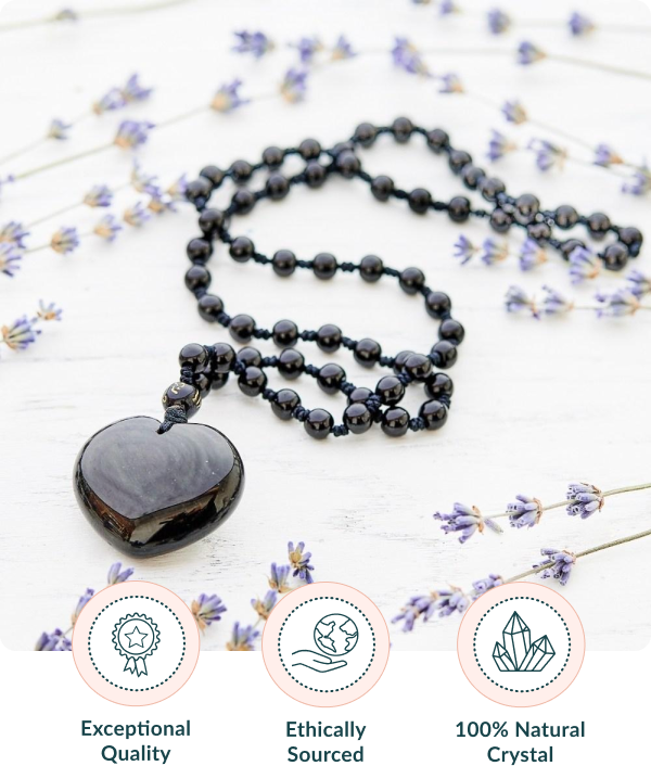 Obsidian Heart Stone Necklace