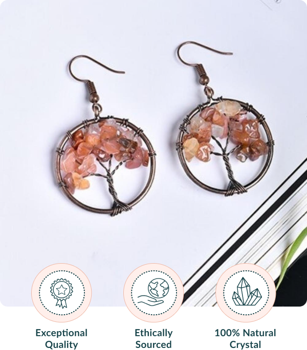 Tree of Life Wire Crystal Earrings