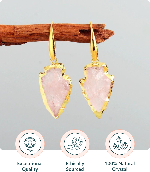 Rose Quartz Crystal Drop Earrings