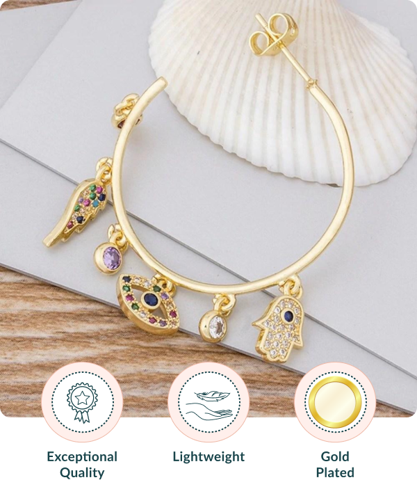 Evil Eye Gold Hoop Earrings