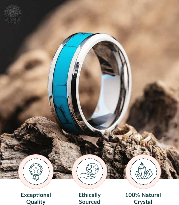 Turquoise Ring, Turquoise Wedding Band, Silver Tungsten Band, Turquoise  Inlay Wedding ring, Silver Tungsten Wedding Ring