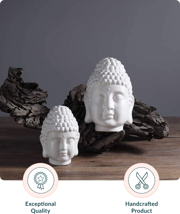 White Buddha Head Figurine