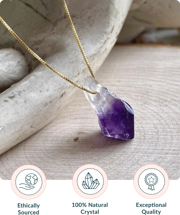 Raw Amethyst Crystal Pendant Necklace