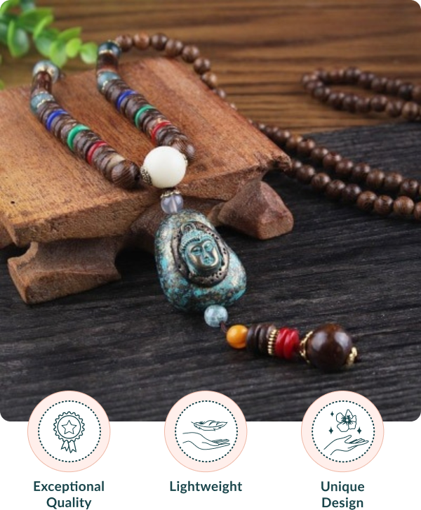 Ancient Buddha Mala Beads Necklace