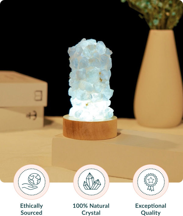 Blue Celestite Crystal Lamp