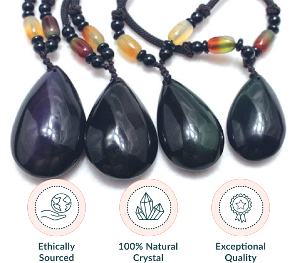 Fairy Feng Shui Obsidian Drop Necklace