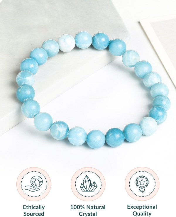 Oceanic Blue Larimar Bead Bracelet