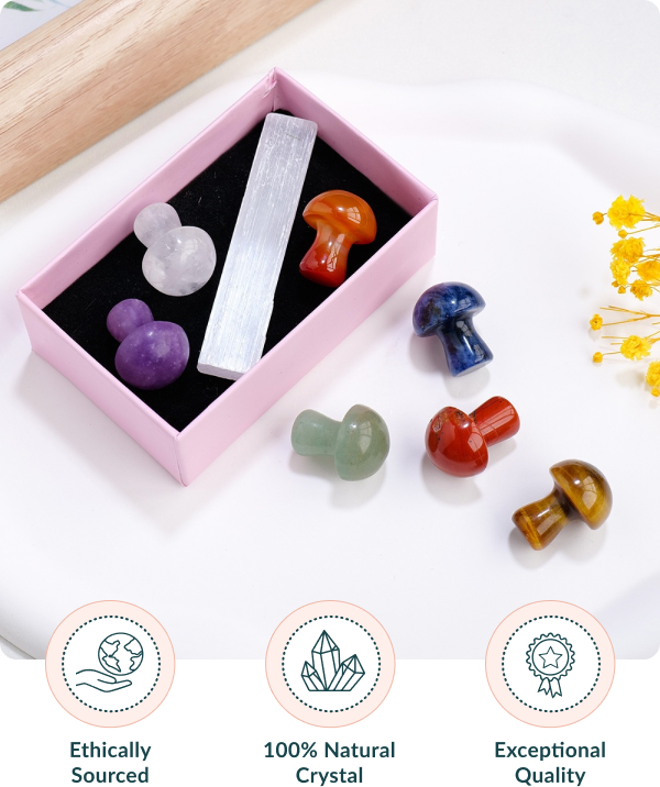 Chakra Crystal Mushrooms Set