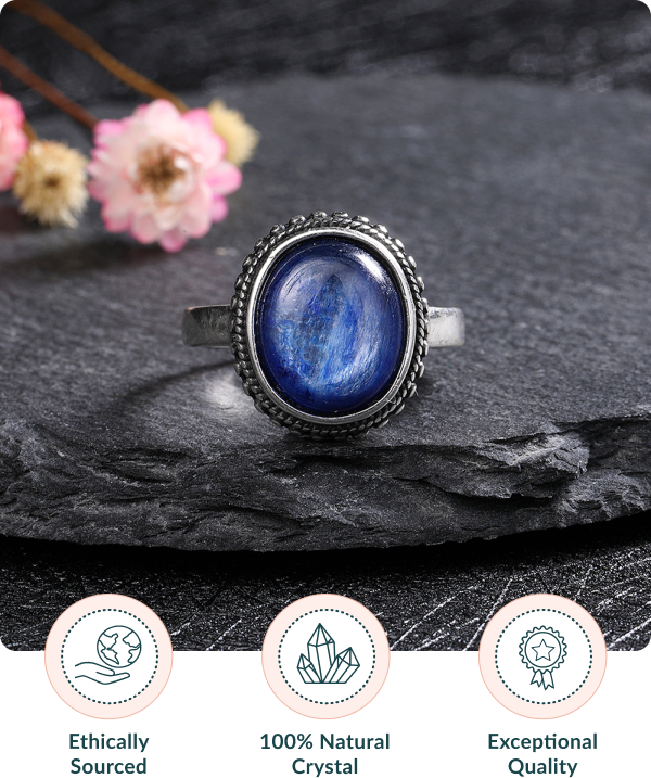 Deep Blue Natural Kyanite Ring