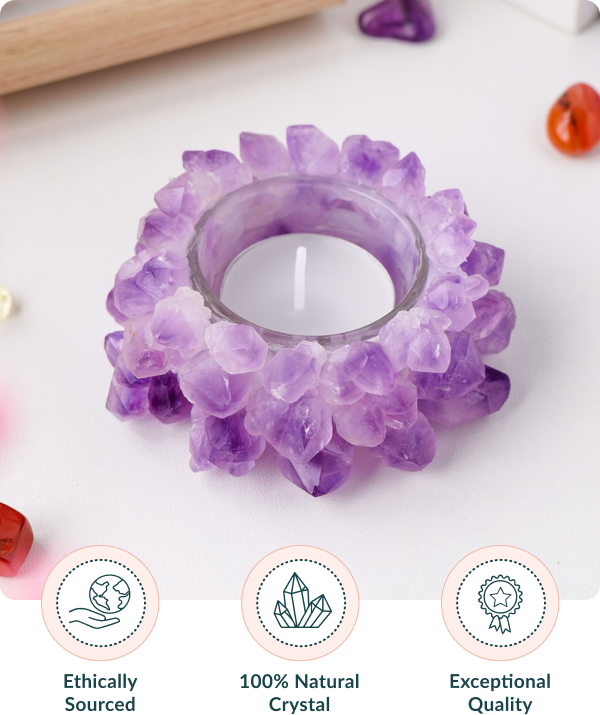 Purple Amethyst Crystal Candle Holder