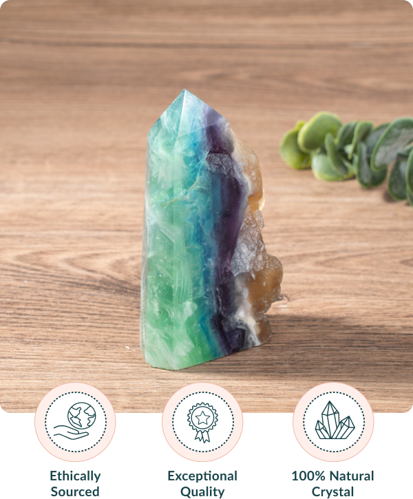 Rainbow fluorite crystal