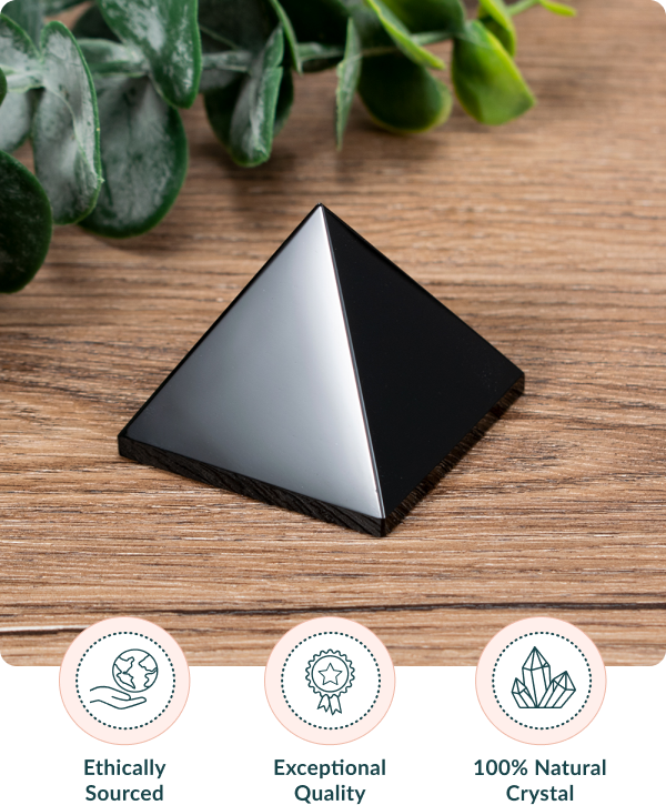 Black Obsidian Crystal Protection Pyramid