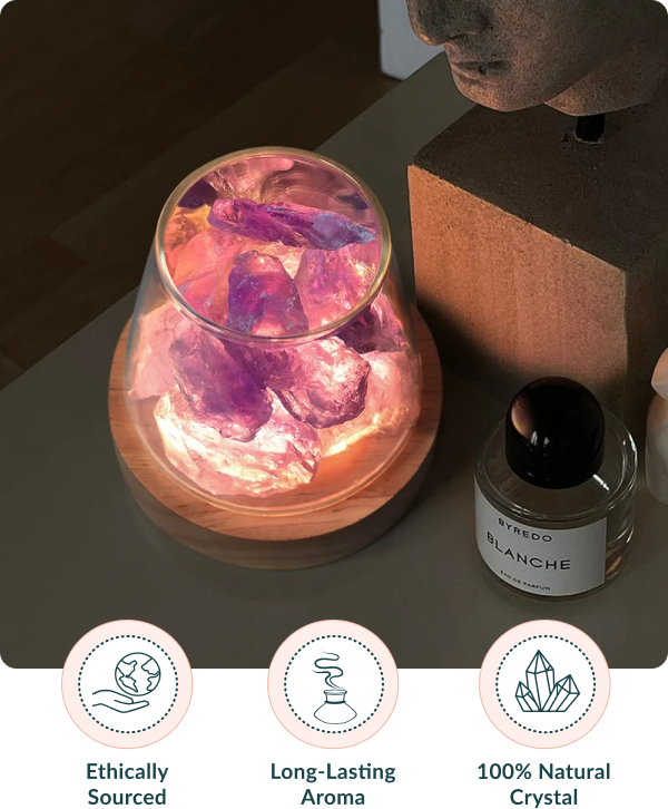 Raw Gemstone Essential Oil Diffuser With Light