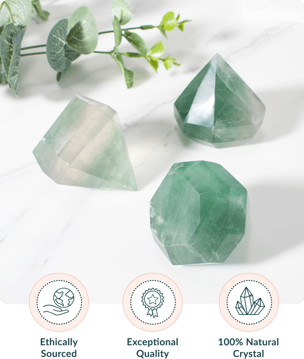 Green Fluorite Crystal Cut Diamond