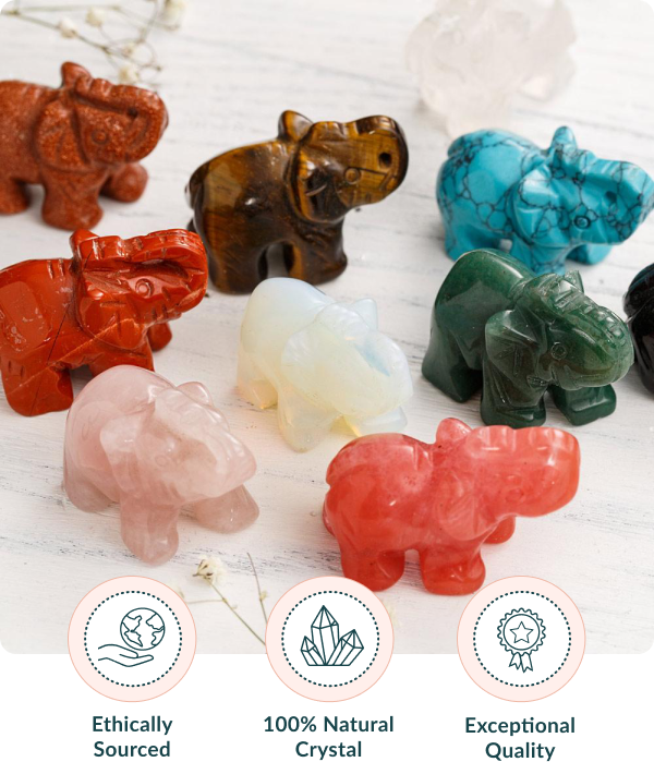 Reiki Elephant Crystal Figurines