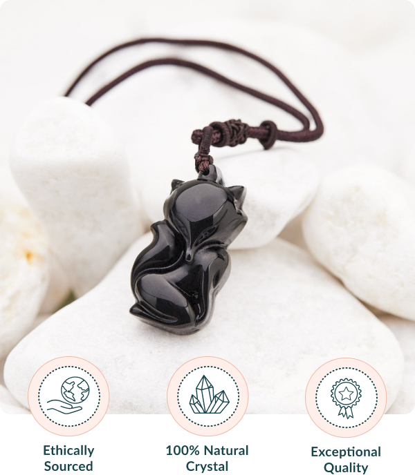 Obsidian Dragon Fox Protection Necklace
