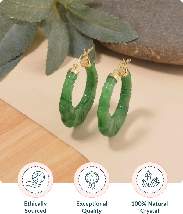 Jade Stone Carved Hoop Earrings