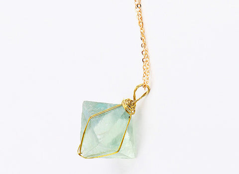 Octahedron Green Fluorite Necklace