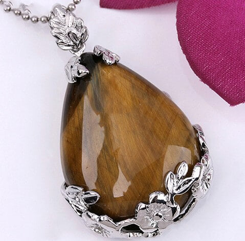 Flower Crystal Teardrop Necklace