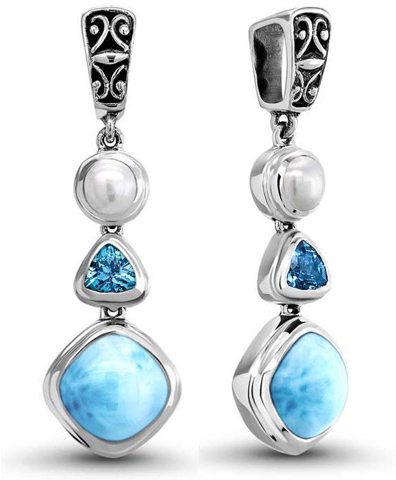 Silver Larimar Earrings