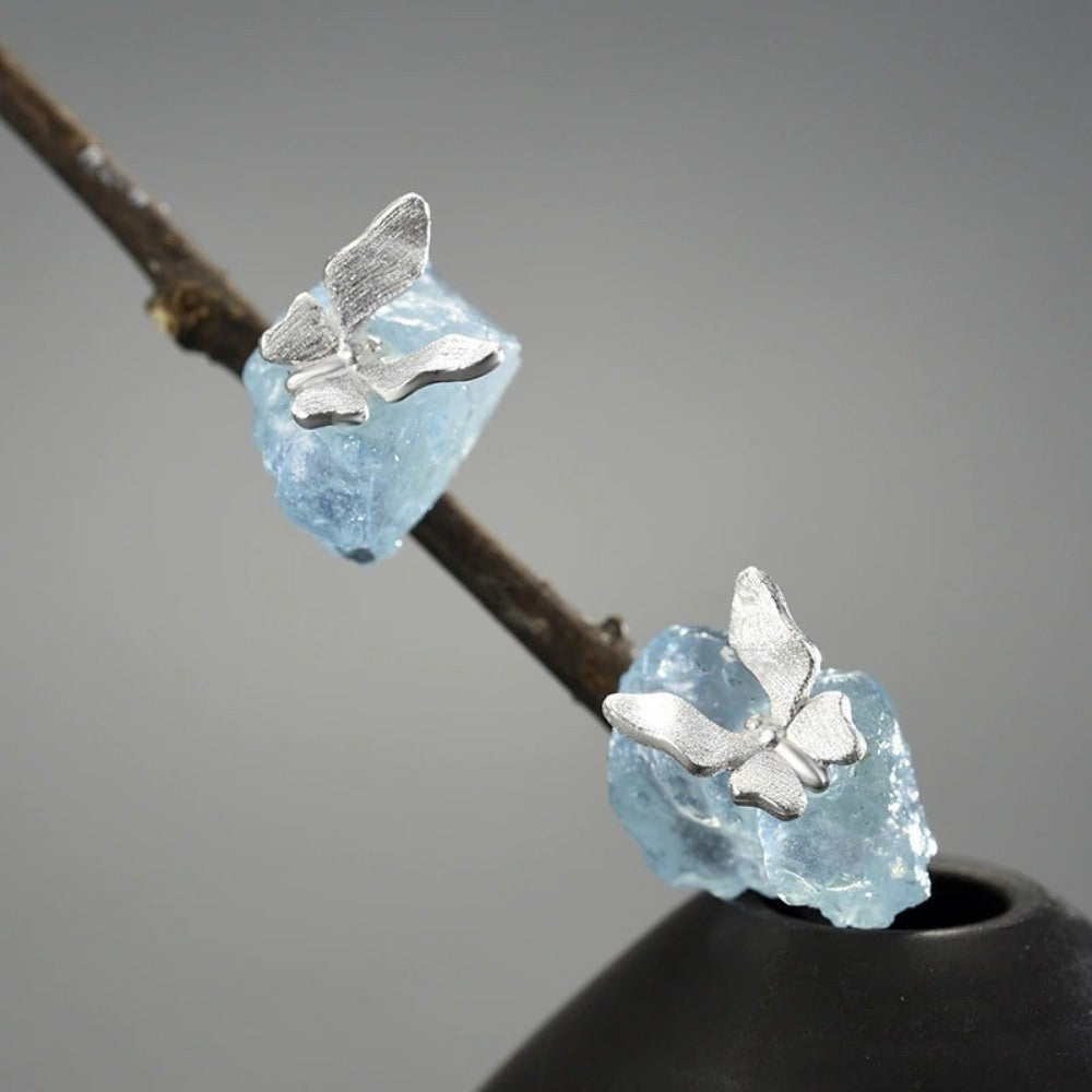 Raw Aquamarine Earrings - March Birthstone - Pisces Zodiac – Moon Lotus  Rising