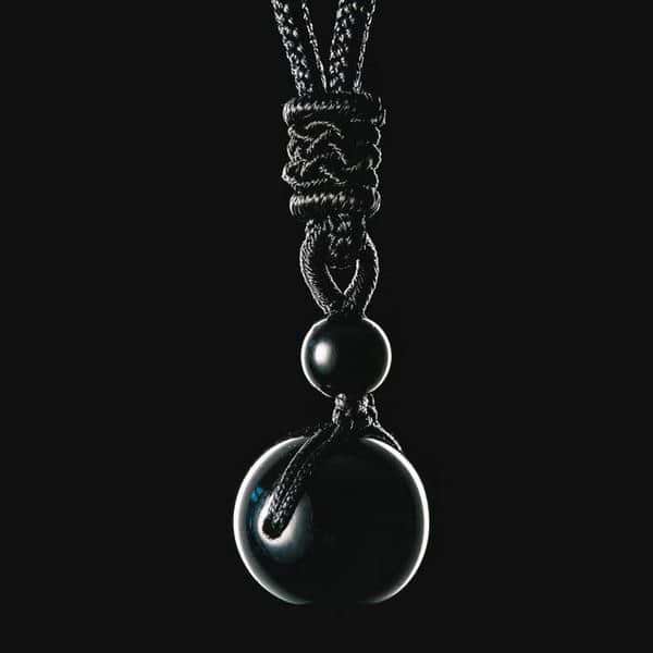 black obsidian stone necklace