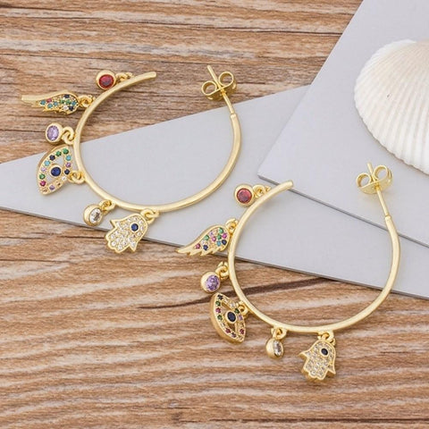 Evil Eye Gold Hoop Earrings