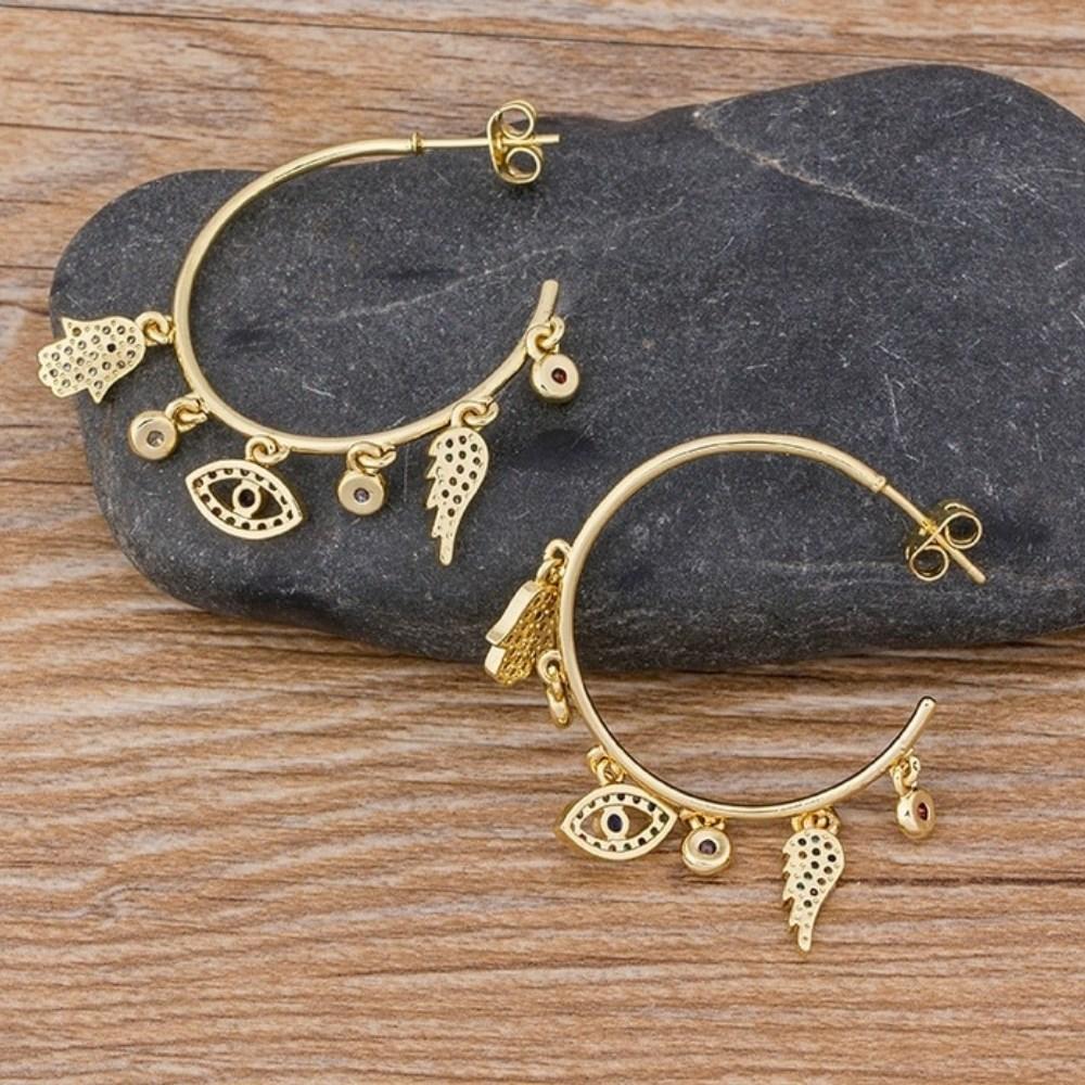 Evil Eye Gold Hoop Earrings