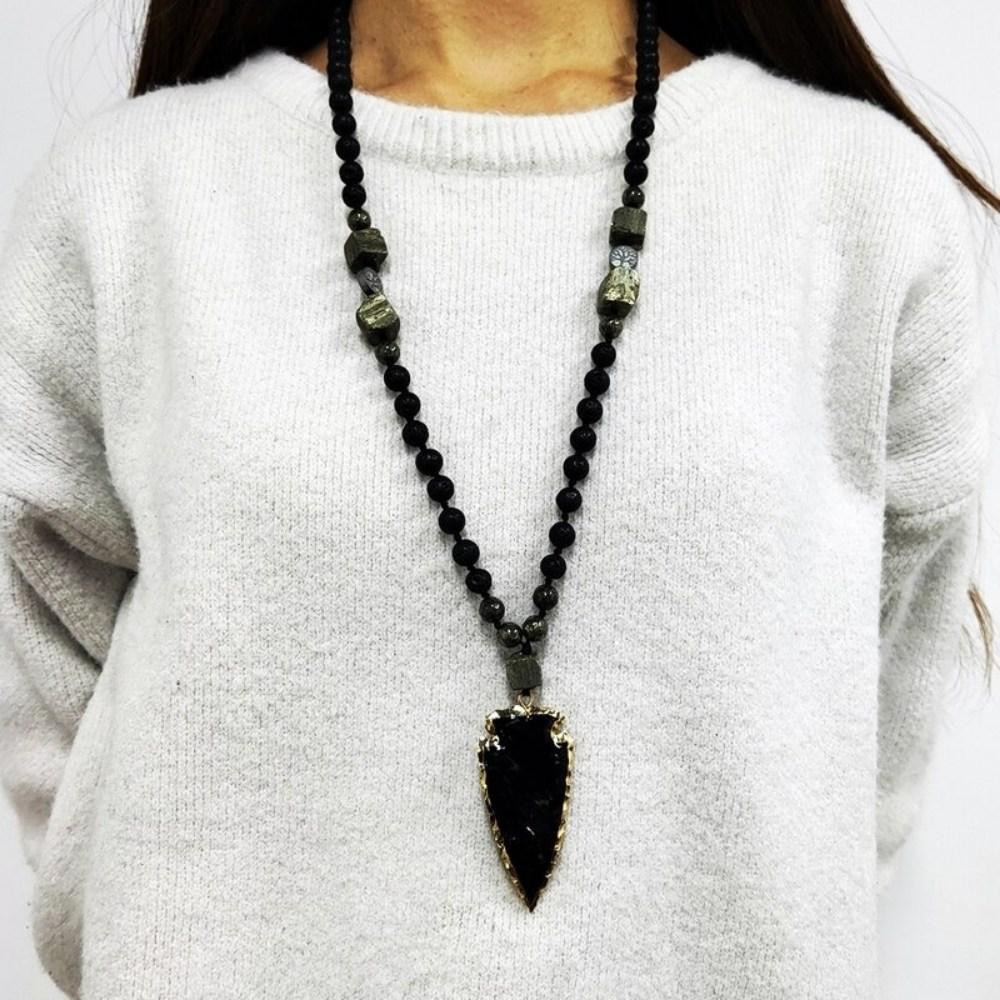 JWF The Eternal Optimism Tribal Obsidian Pendant Necklace Mala -  Justwowfactory