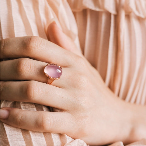 Raw Cut Rose Quartz Ring - Platear