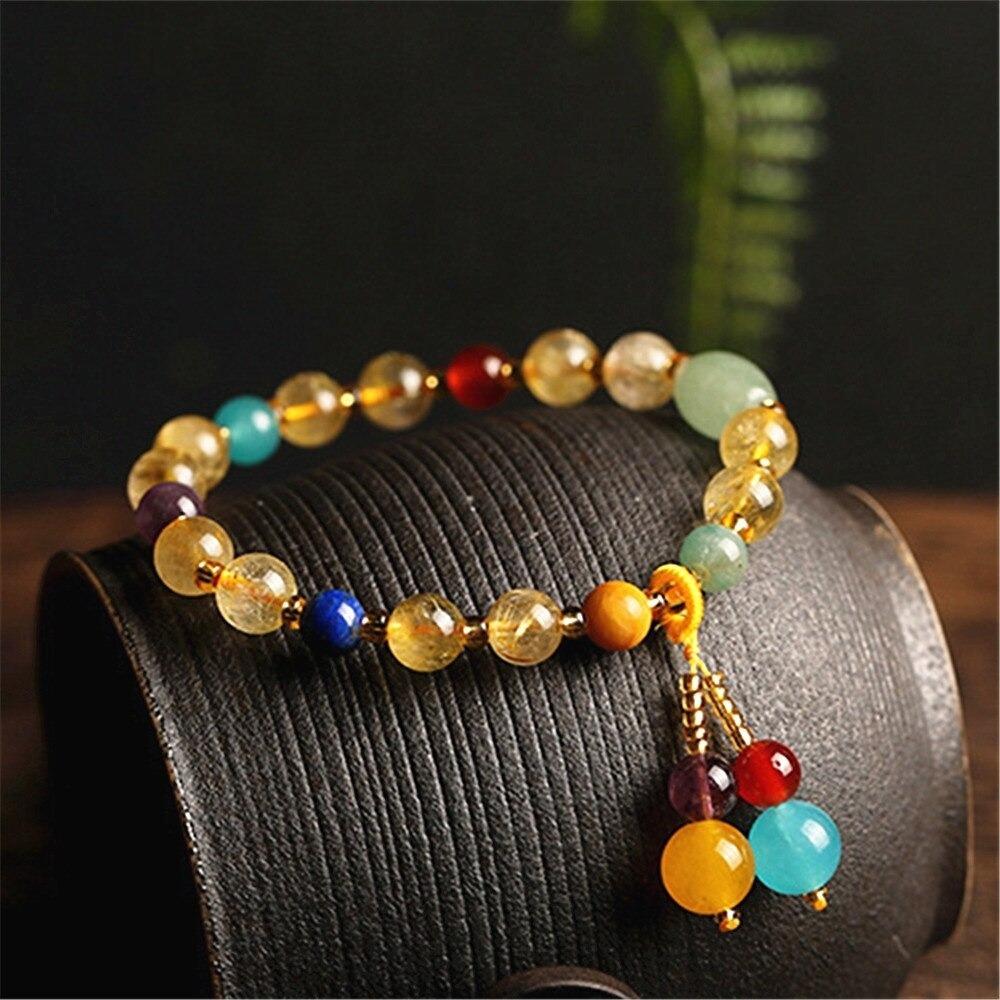 Citrine Crystal 7 Chakra Beaded Bracelet