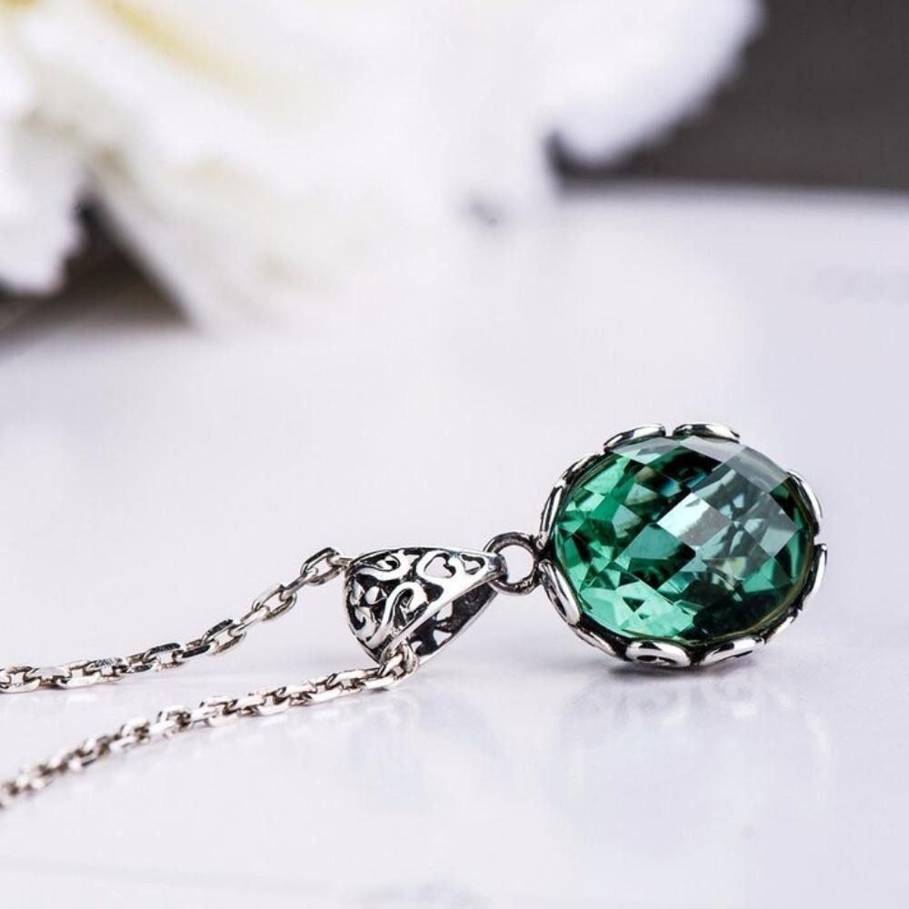 Buy ZAVYA Emerald CZ 925 Sterling Silver Necklace | Shoppers Stop