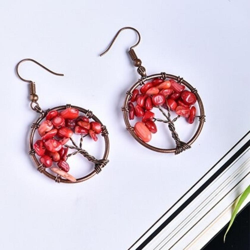 Tree of Life Wire Crystal Earrings