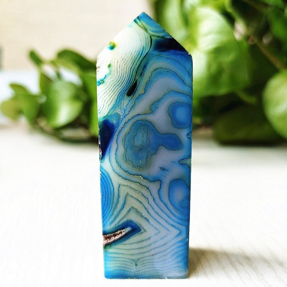 Teal Agate Polished Point