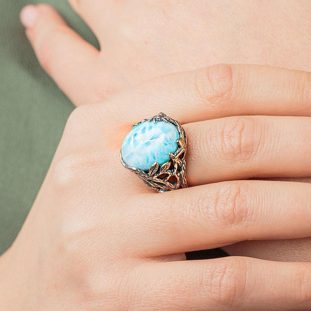 Resizable Silver Larimar Ring – MindfulSouls