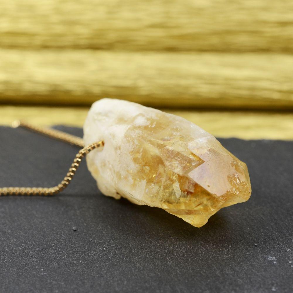 Raw Citrine Crystal Pendant Necklace