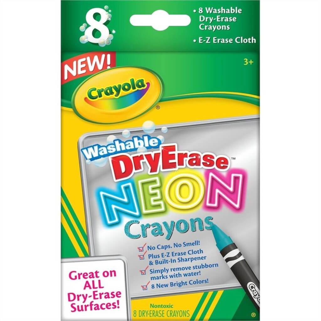 Crayola Washable Dry Erase Crayons Neon 8/pkg