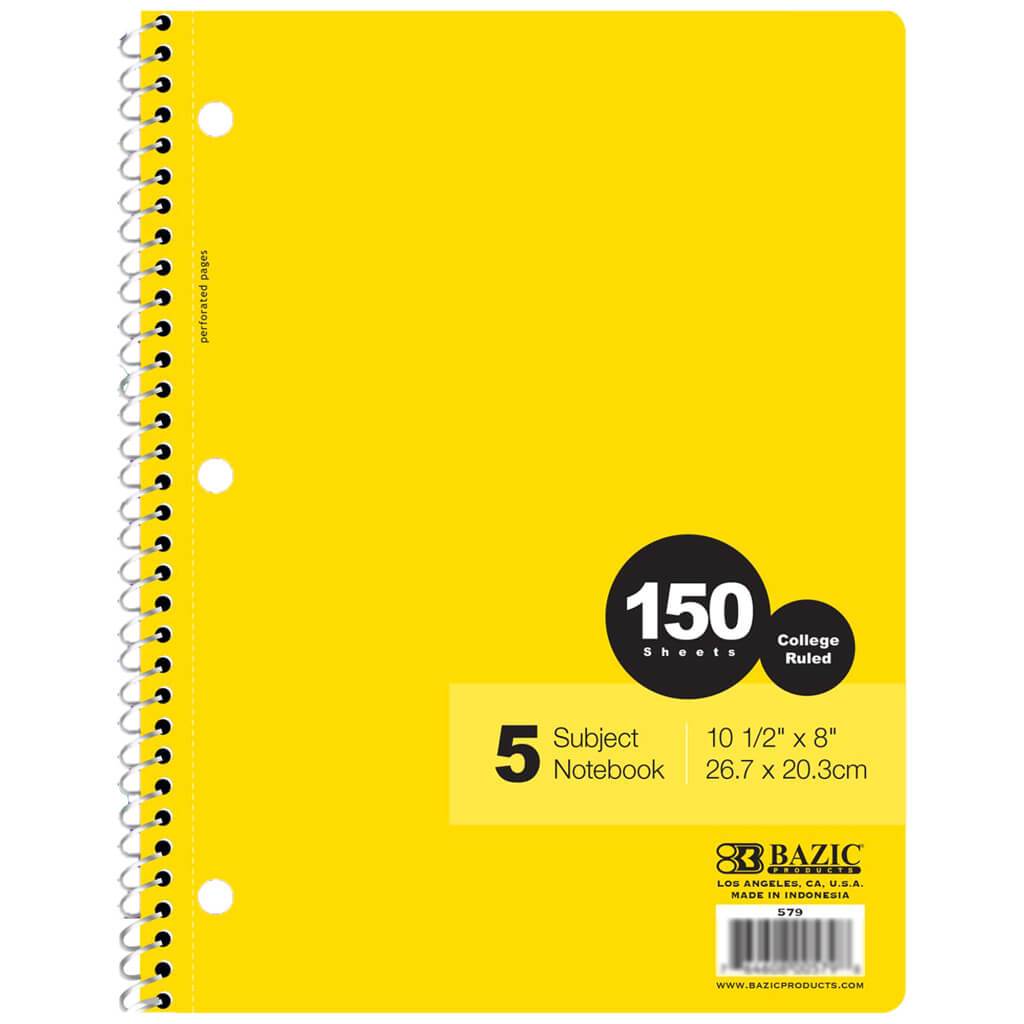 Buy Bazic Notebook Spiral W/R 5-Subject 150ct Online
