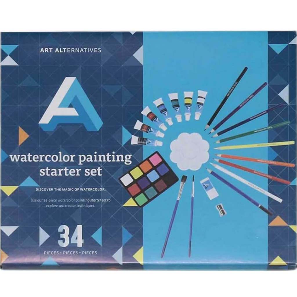 Art Alternatives Watercolor Painting Starter Set 34Pcs - Creative Minds
