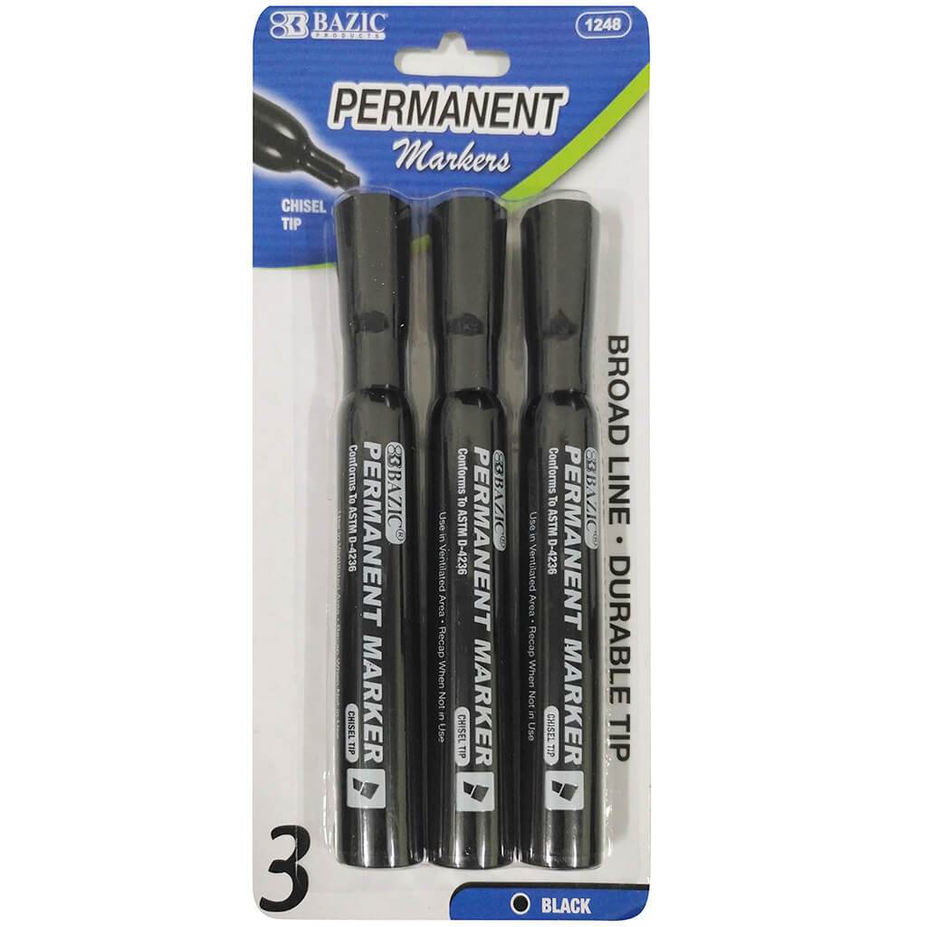 Jumbo Permanent Markers, 4 Pack, Chisel Tip, Black Markers Permanent,  Permanen