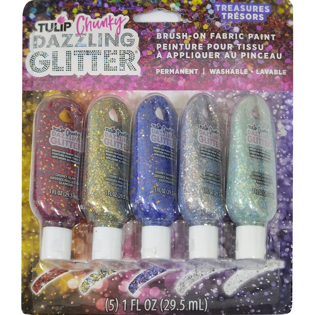 Tulip Silver Dazzling Glitter Brush-On Fabric Paint - 2 oz