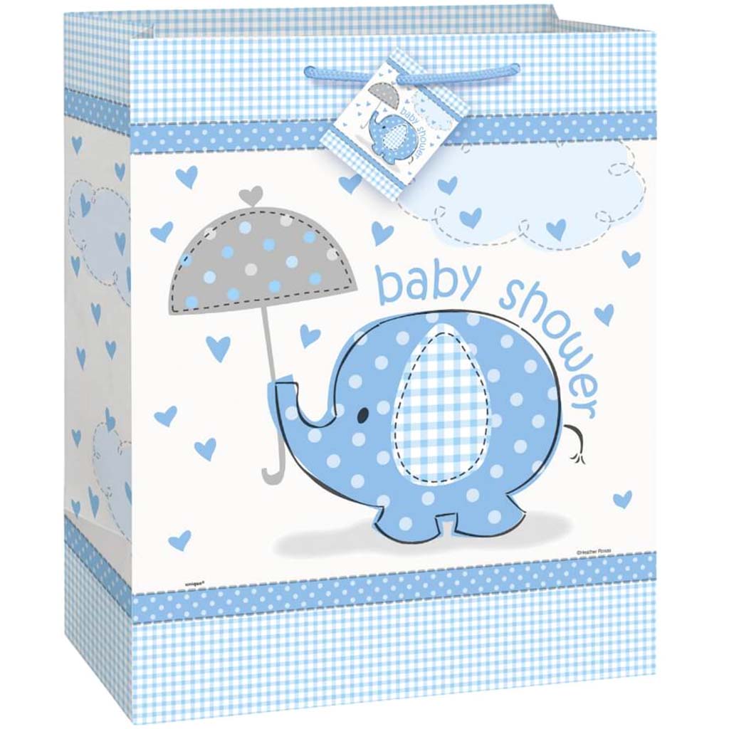 Blue Elephant Baby Shower Wrapping Paper