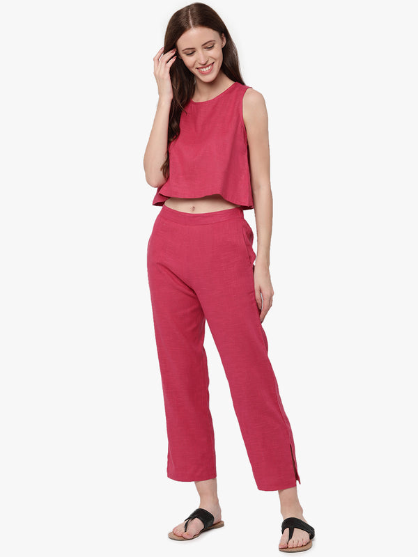 Camila Coord Set | Pink Coord Set With Crop top and Pants | Untung