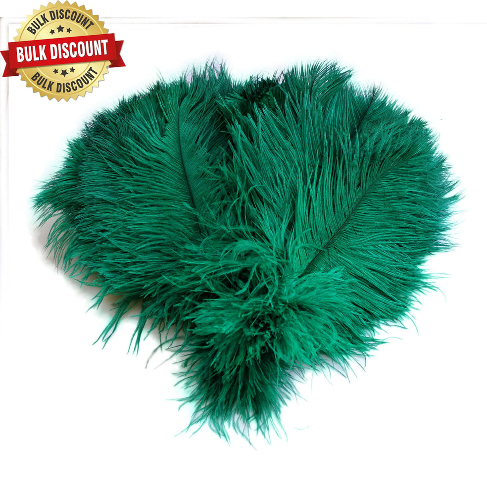 1/2 Lb. - 25-29 Teal Green Large Ostrich Wing Plume Wholesale Feathers  (Bulk)