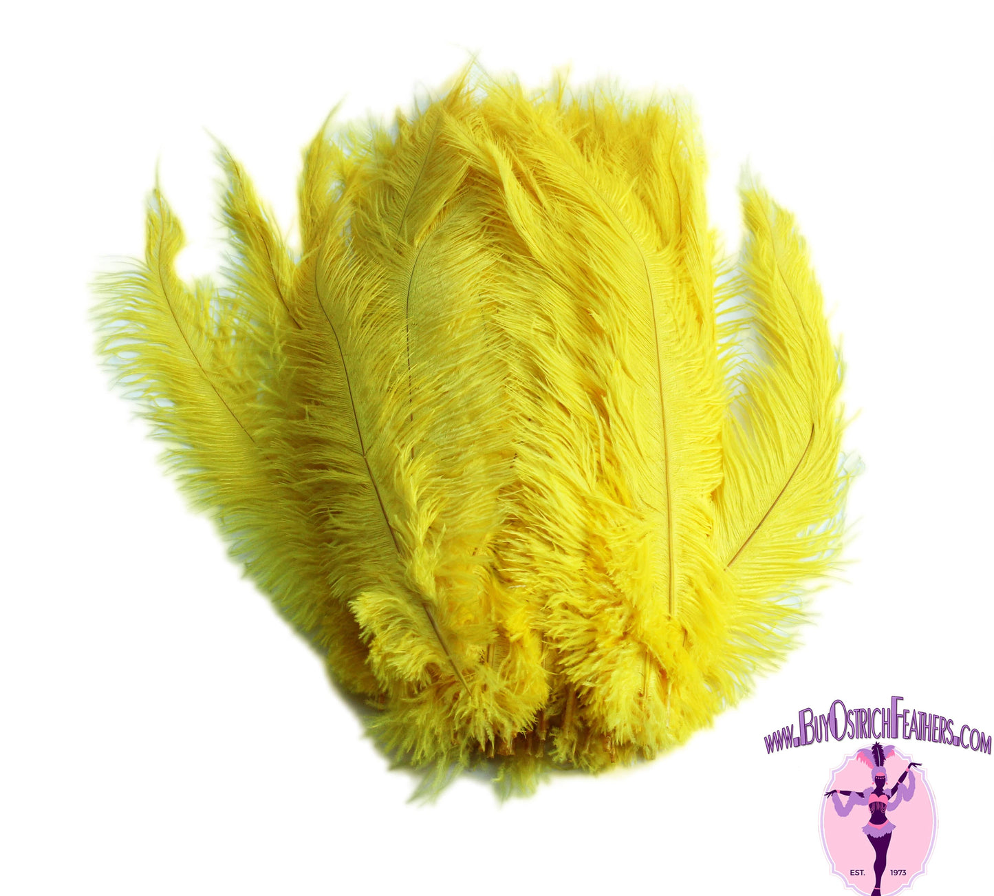 big pole ostrich feather yellow feathers 10 pcs 60-65cm / 24-26