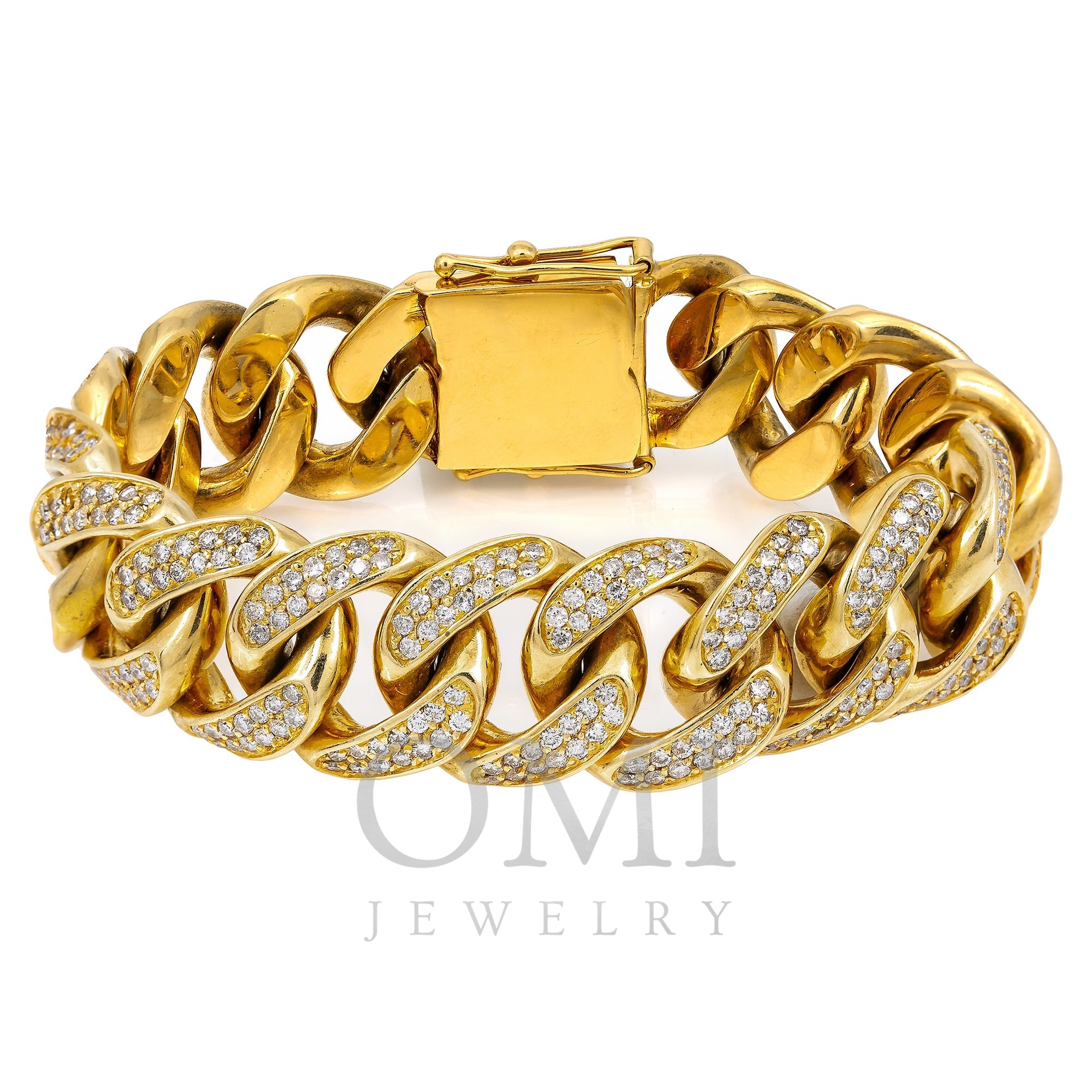 18K Yellow Gold Men's Bracelet With 8.94 CT Diamonds - OMI Jewelry