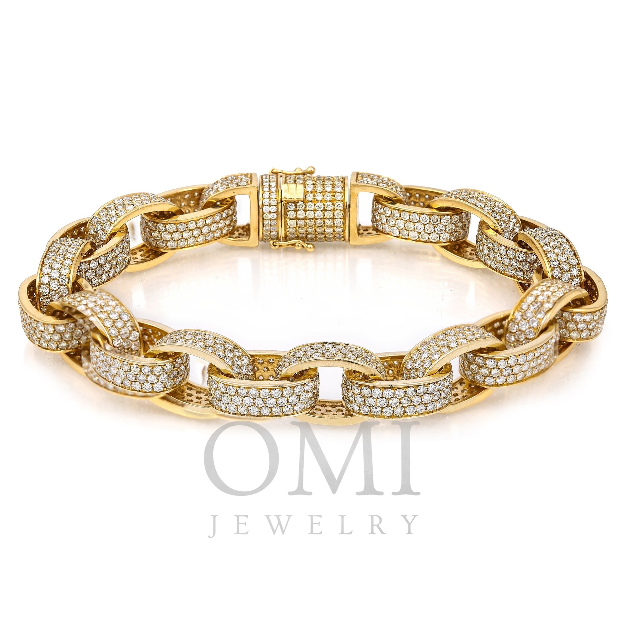 14K Yellow Gold Custom Diamond Bracelet With 21.41 CT Diamonds - OMI ...