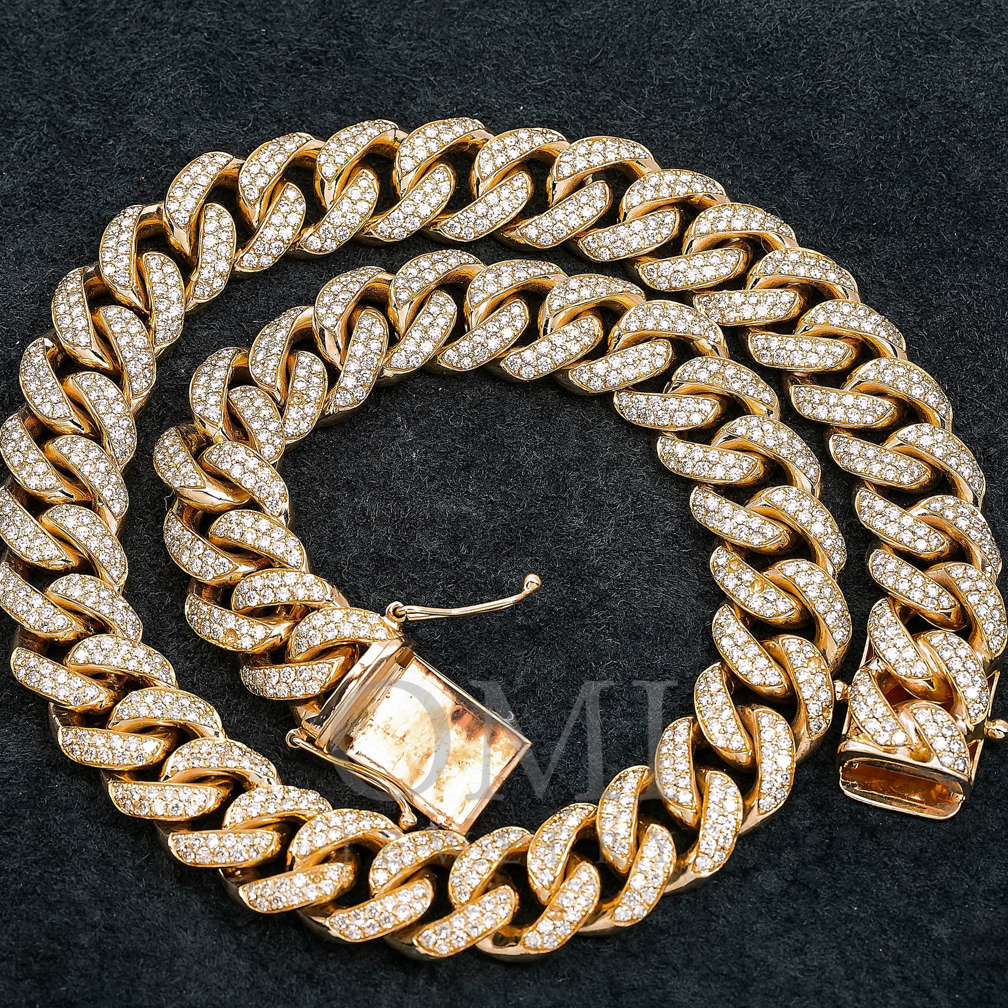 10k Yellow Gold Mens Cuban Link Chain 12mm With 2525 Ct Diamonds Omi Jewelry 5781